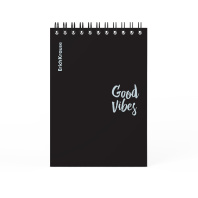 Блокнот с пластиковой обложкой на спирали ErichKrause Words, черный, A6, 80 листов, клетка