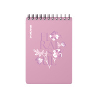 Блокнот с пластиковой обложкой на спирали ErichKrause Floral Soul, А6, 80 листов, клетка