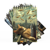 Блокнот на спирали ErichKrause Вig City Cats, А6, 80 листов, клетка_MIX-PACK