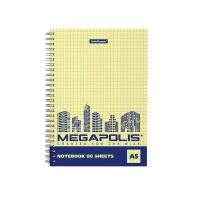 Тетрадь общая на спирали ErichKrause MEGAPOLIS® Yellow Concept, А5, 80 листов, клетка, желтый внутренний блок