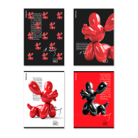 Тетрадь общая ученическая на скобе ErichKrause Balloon Dog, B5, 60 листов, клетка, матовая ламинация+выборочный УФ-лак_MIX-PACK