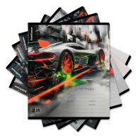 Тетрадь школьная ученическая ErichKrause Adrenaline Speed, 24 листа, клетка (в плёнке по 10 шт.)_MIX-PACK