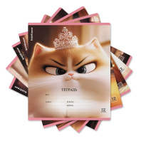 Тетрадь школьная ученическая ErichKrause Prima Cat, 12 листов, линейка, выборочный УФ-лак с глиттером (в плёнке по 10 шт.)_MIX-PACK Тетрадь школьная ученическая ErichKrause Prima Cat, 12 листов, линейка, выборочный УФ-лак с глиттером (в плёнке по 10 шт.)_MIX-PACK