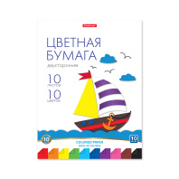 Цветная бумага двусторонняя на клею ErichKrause, А4, 10 листов, 10 цветов, игрушка-набор для детского творчества