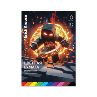 Цветная бумага двусторонняя на клею ErichKrause, Mine Block, А4, 10 листов, 10 цветов (школьно-письменные принадлежности)