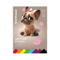 Цветная бумага мелованная односторонняя на клею ErichKrause, Frenchie, А4, 10 л.,10 цв.(школьно-письменные принадлежности)
