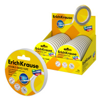 Двусторонняя клейкая лента ErichKrause 12ммх10м, прозрачный (в коробке-дисплее по 24 шт.)
