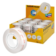 Клейкая лента ErichKrause Кристально прозрачная, 18ммх33м, повышенная прозрачность (в дисплее по 36 шт.)