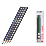 Набор из 4 чернографитных карандашей ErichKrause Deep Classic triangular, трехгранных, HB (в пакете)