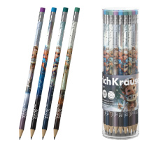 Чернографитный карандаш пластиковый ErichKrause Magic Pet, круглый, с ластиком, НВ (в тубусе по 42 шт.)
