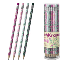 Чернографитный карандаш пластиковый ErichKrause Floral Soul, круглый, с ластиком, НВ (в тубусе по 42 шт.)