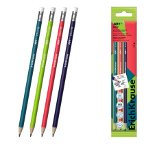 Набор из 4 чернографитных карандашей пластиковых ErichKrause JOY® Reef, суперстираемых, круглых, с ластиком, НВ (в пакете)