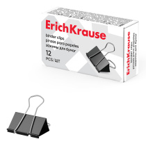 Зажимы для бумаг ErichKrause Классика, 25 мм, черный (в коробке по 12 шт.)