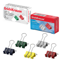Зажимы для бумаг ErichKrause Классика, 15 мм, ассорти (в коробке по 12 шт.)