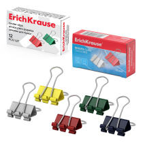 Зажимы для бумаг ErichKrause Классика, 19 мм, ассорти (в коробке по 12 шт.)