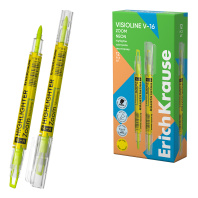 Двухсторонний текстмаркер ErichKrause Visioline V-16 Zoom Neon, цвет чернил желтый (в коробке по 12 шт.)