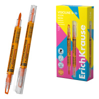 Двухсторонний текстмаркер ErichKrause Visioline V-16 Zoom Neon, цвет чернил оранжевый (в коробке по 12 шт.)