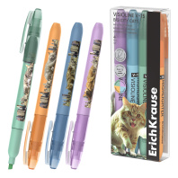 Набор из 4 текстмаркеров ErichKrause Visioline V-15 Big City Cats, цвет чернил ассорти (в пэт-боксе)