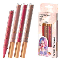 Набор из 4 текстмаркеров ErichKrause Visioline V-19 Flex Idol, с гибким наконечником, цвет чернил ассорти (в коробке с внутренним лотком)