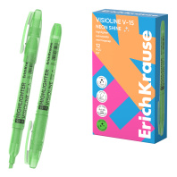 Текстмаркер ErichKrause Visioline V-15 Neon Shine, цвет чернил зеленый (в коробке по 12 шт.)