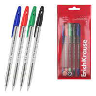Набор из 8 ручек шариковых ErichKrause R-301 Stick Classic 1.0, цвет чернил: синий - 2, черный - 2, красный - 2, зеленый -2 (в пакете)