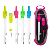 Готовальня ErichKrause Neon, 3 предмета, пенал, ассорти (в коробке по 12 шт)