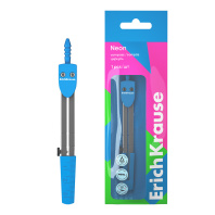 Циркуль металлический ErichKrause Neon, 120мм, флоупак, голубой