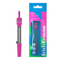 Циркуль металлический ErichKrause Neon, 120мм, флоупак, розовый