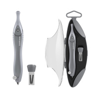 Готовальня ErichKrause Classic, (металлический циркуль и сменные грифели), пенал, серый