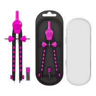 Готовальня ErichKrause Accent, (металлический циркуль и сменный грифель), пенал, розовый