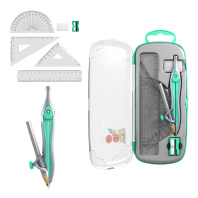 Готовальня ErichKrause Pastel Bloom, 7 предметов, пенал, зеленый