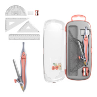 Готовальня ErichKrause Pastel Bloom, 7 предметов, пенал, персиковый