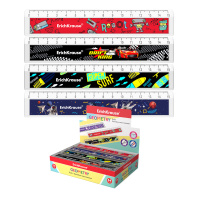 Линейка с выемкой пластиковая ErichKrause, 15см, ассорти для мальчиков (в коробке-дисплее по 44 шт)