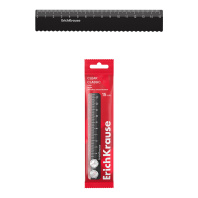 Линейка с волнистым краем пластиковая ErichKrause Classic, 15см, флоупак, черный (в пакете по 20 шт)