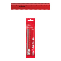 Линейка с волнистым краем пластиковая ErichKrause Classic, 15см, флоупак, красный (в пакете по 20 шт)