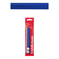 Линейка с волнистым краем пластиковая ErichKrause Classic, 15см, флоупак, синий (в пакете по 20 шт)