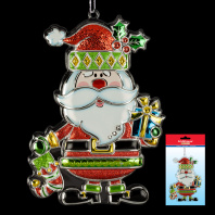 Украшение ErichKrause Decor Санта с подарочком 16.5см Украшение ErichKrause Decor Санта с подарочком 16.5см