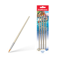 Кисти ErichKrause для акварели и гуаши, синтетика, 4 штуки (в блистере)