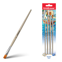 Кисти ErichKrause для акварели и гуаши, синтетика, 4 штуки (в блистере)