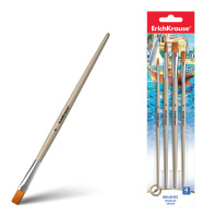 Кисти ErichKrause для акварели и гуаши, синтетика, 4 штуки (в блистере)