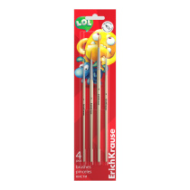 Кисти ErichKrause Jolly Friends для акварели и гуаши, синтетика, 4 штуки (в блистере)