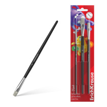 Кисти ErichKrause Jolly Friends для акварели и гуаши, щетина, 3 штуки (в блистере)