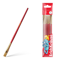 Кисти ErichKrause Jolly Friends для акварели и гуаши, синтетика, 6 штук  (в полибеге с европодвесом)