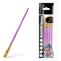 Кисти ErichKrause Art Spirit для рисования и декорирования, синтетика, розовые, 10 штук  (в полибеге с европодвесом)