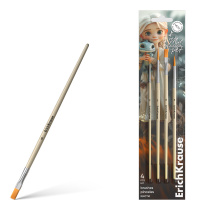 Кисти ErichKrause Magic Pet для акварели и гуаши, синтетика, 4 штуки (в блистере)