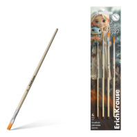 Кисти ErichKrause Magic Pet для акварели и гуаши, синтетика, 4 штуки (в блистере)