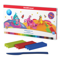Пластилин классический ErichKrause Cosmic Monsters 24 цвета со стеком, 432 г (в коробке 24 шт)