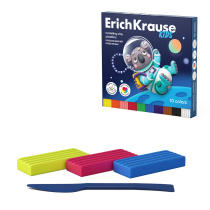 Пластилин классический ErichKrause Kids Space Animals 10 цветов со стеком, 180 г (в коробке 10 шт)