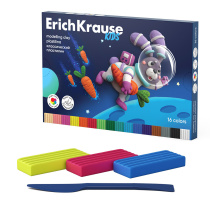 Пластилин классический ErichKrause Kids Space Animals 16 цветов со стеком, 288 г (в коробке 16 шт)