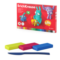 Пластилин классический ErichKrause Jolly Friends 18 цветов со стеком, 324 г (в коробке 18 шт)